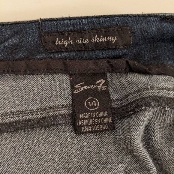 Seven7 Skinny High Rise Jeans Size 14. Navy Narrow Jeans. - Picture 5 of 11